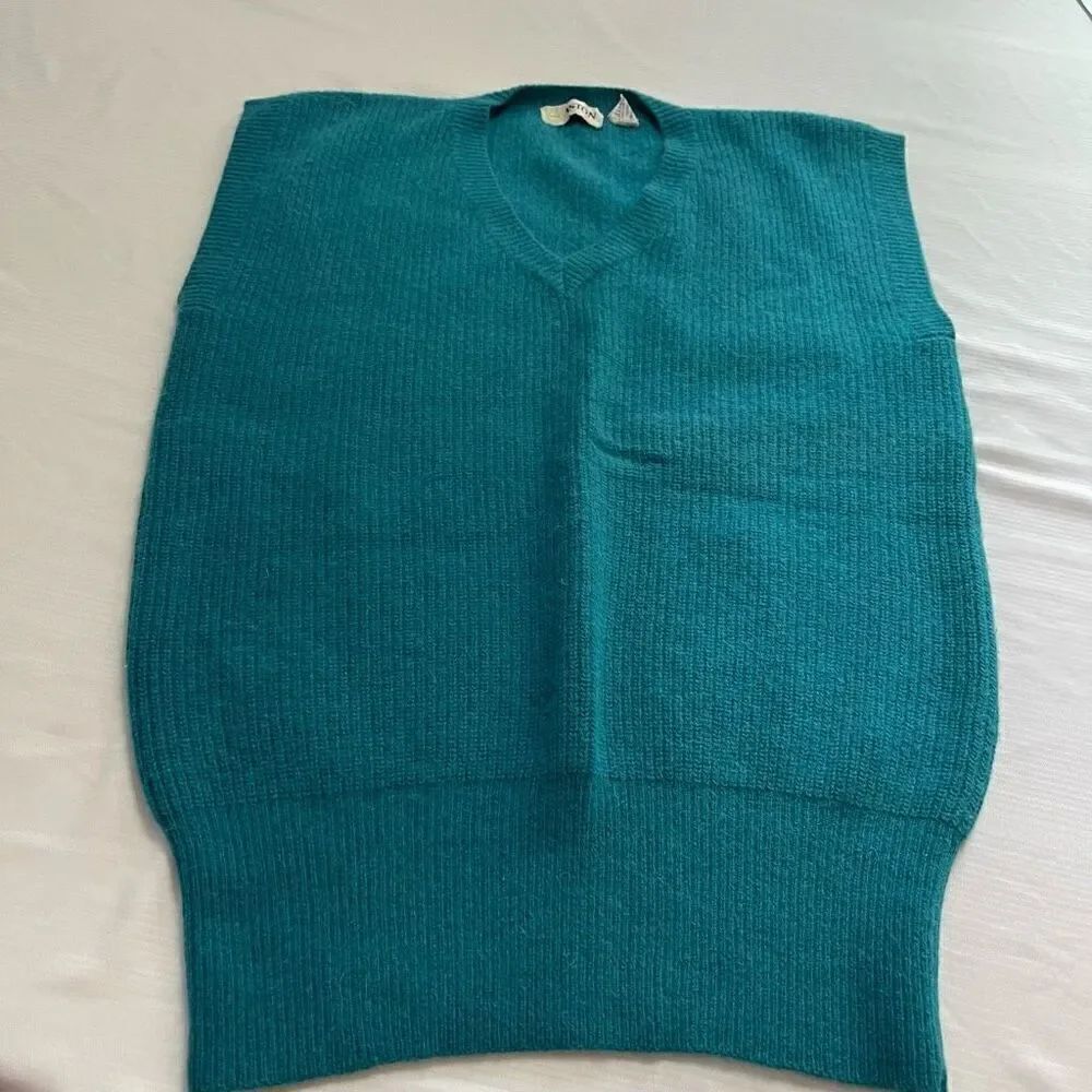 ASTON VTG Turquoise Lambswool Angora Vest Size Medium